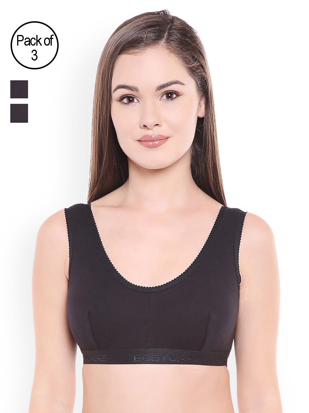 

Bodycare Pack of 3 Black Seamless Sports Bras E1607BBB
