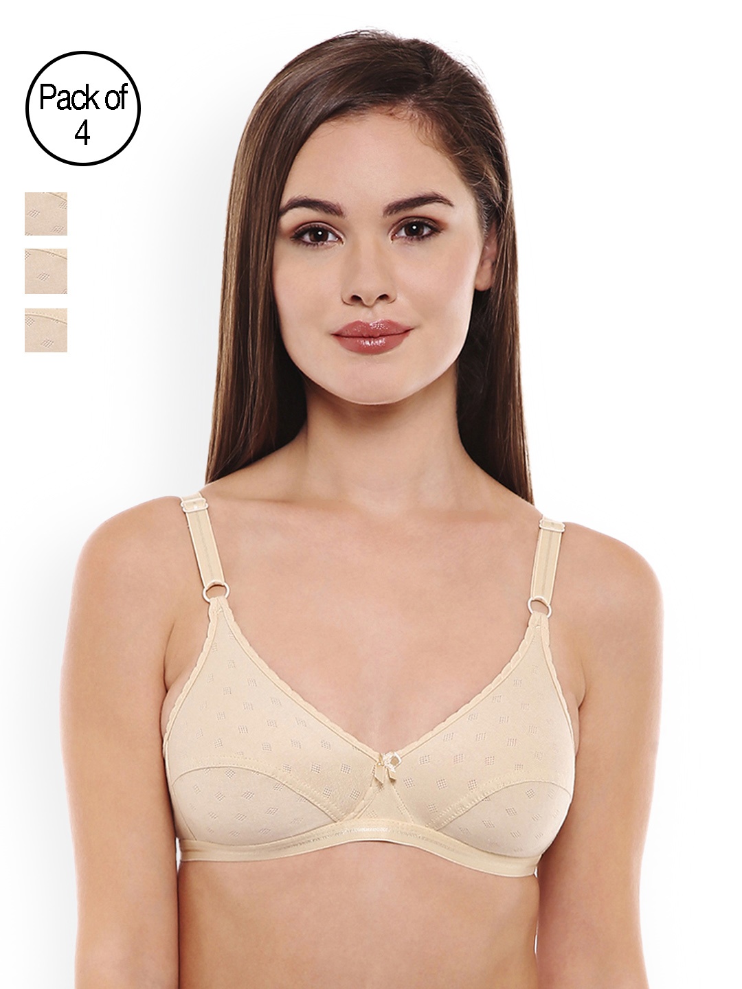 

BODYCARE Pack of 4 Beige Solid Non-Wired Non-Padded T-shirt Bras E1507SSSS