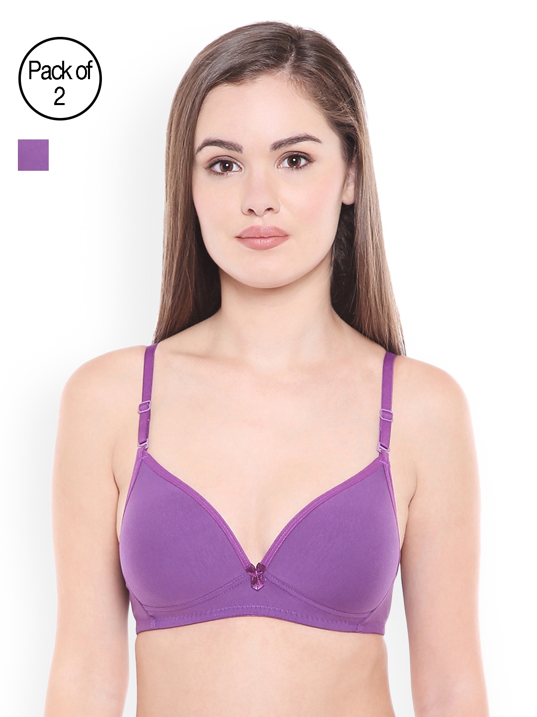 

Bodycare Purple Solid Pack of 2 Non-Wired Lightly Padded T-shirt Bra E6552D