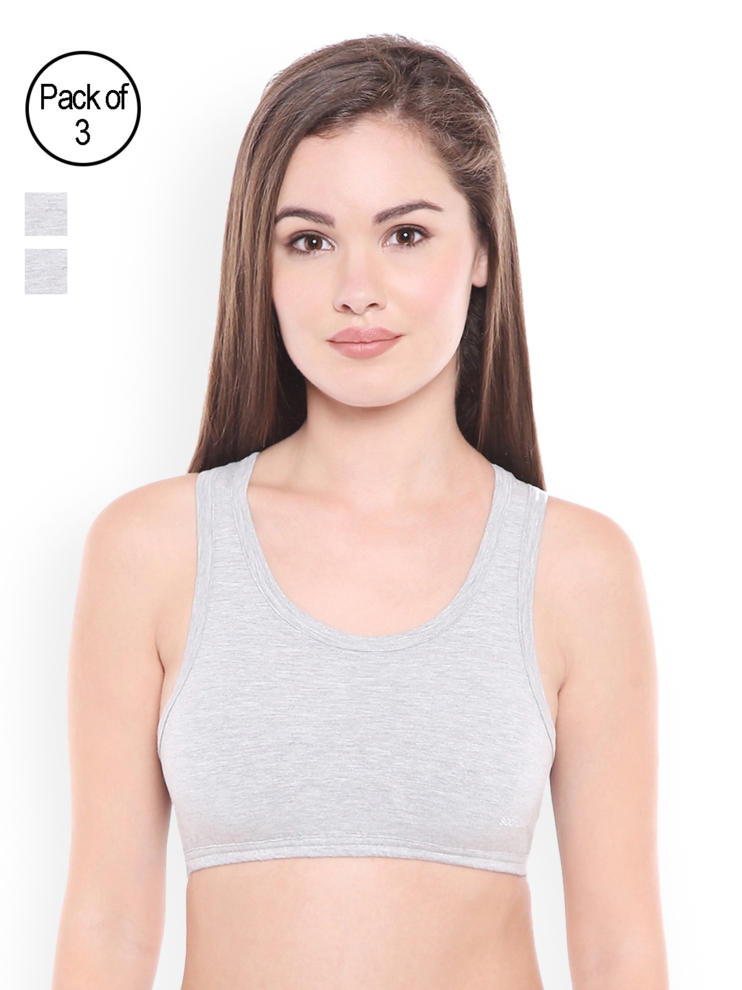 

Bodycare Pack of 3 Grey Sports Bras E1610