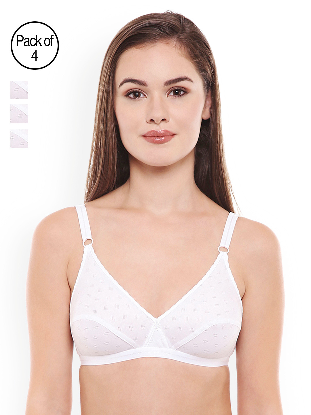 

BODYCARE Pack of 4 White Solid Non-Wired Non-Padded Everyday Bras E1507WWWW