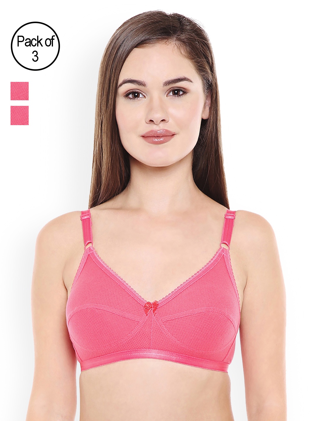 

BODYCARE Pack of 3 Pink Solid Non-Wired Non-Padded Everyday Bras E1517COCOCO