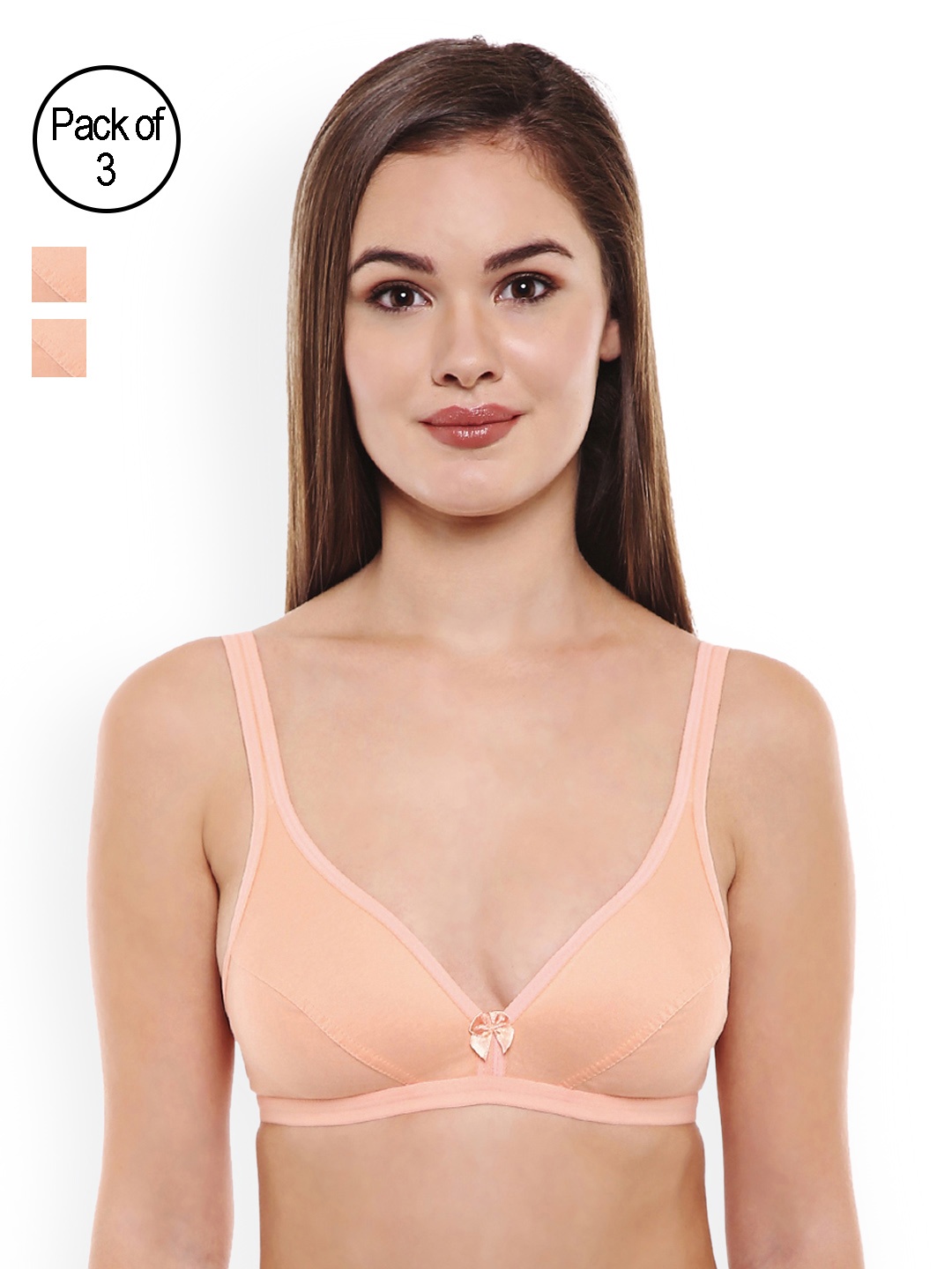 

Bodycare Pack of 3 Peach Bras E1512C