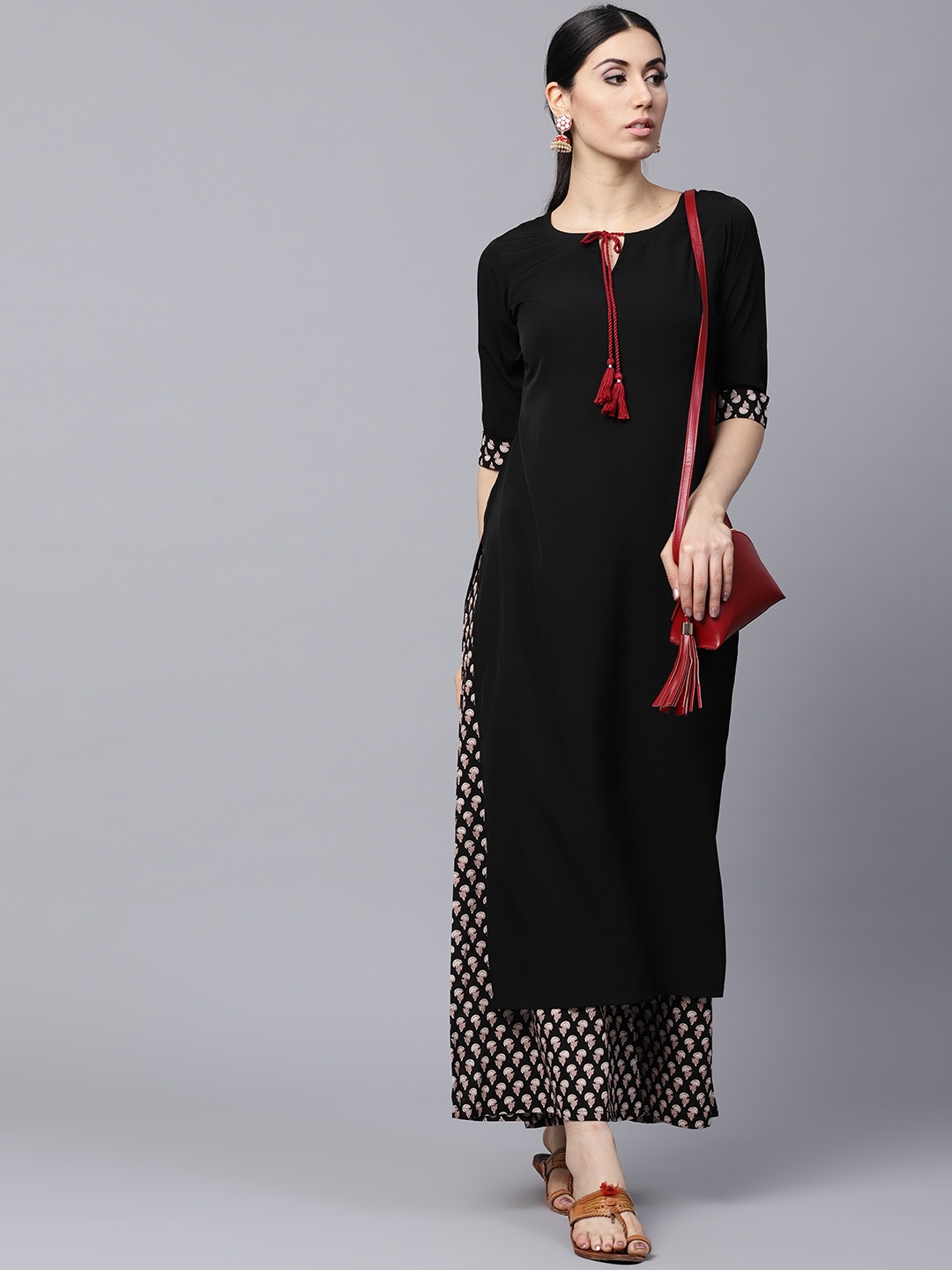

Gerua By Libas Women Black Brown Solid Kurta with Palazzos