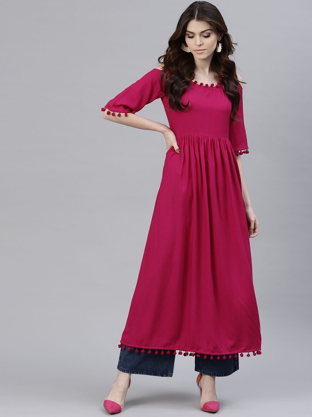 

Gerua By Libas Women Magenta Solid A-Line Kurta