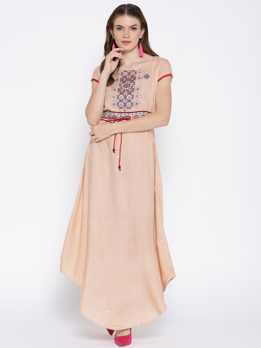 

Bronz Women Beige Printed Maxi Dress