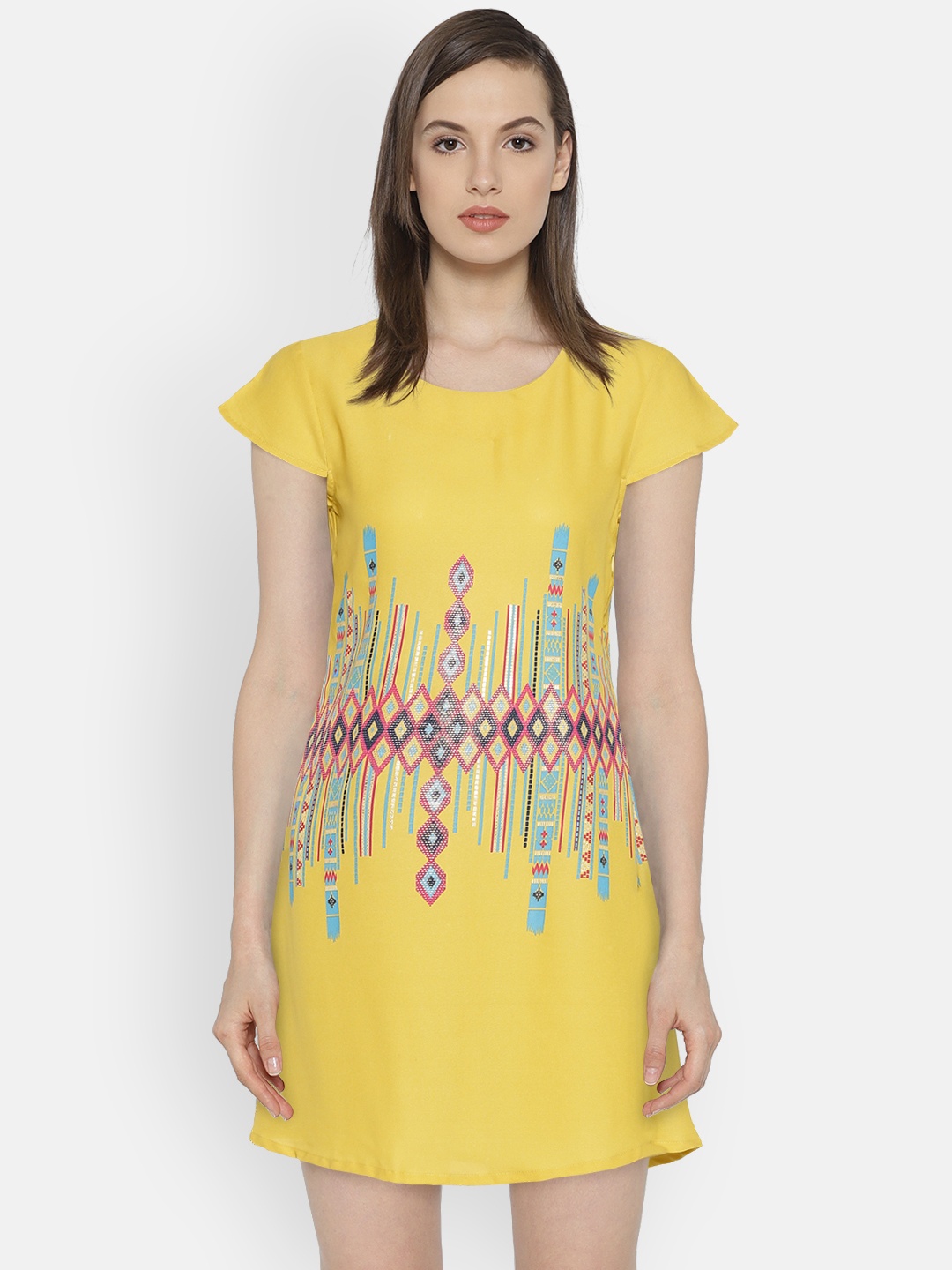 

Bronz Women Green Printed A-Line Dress