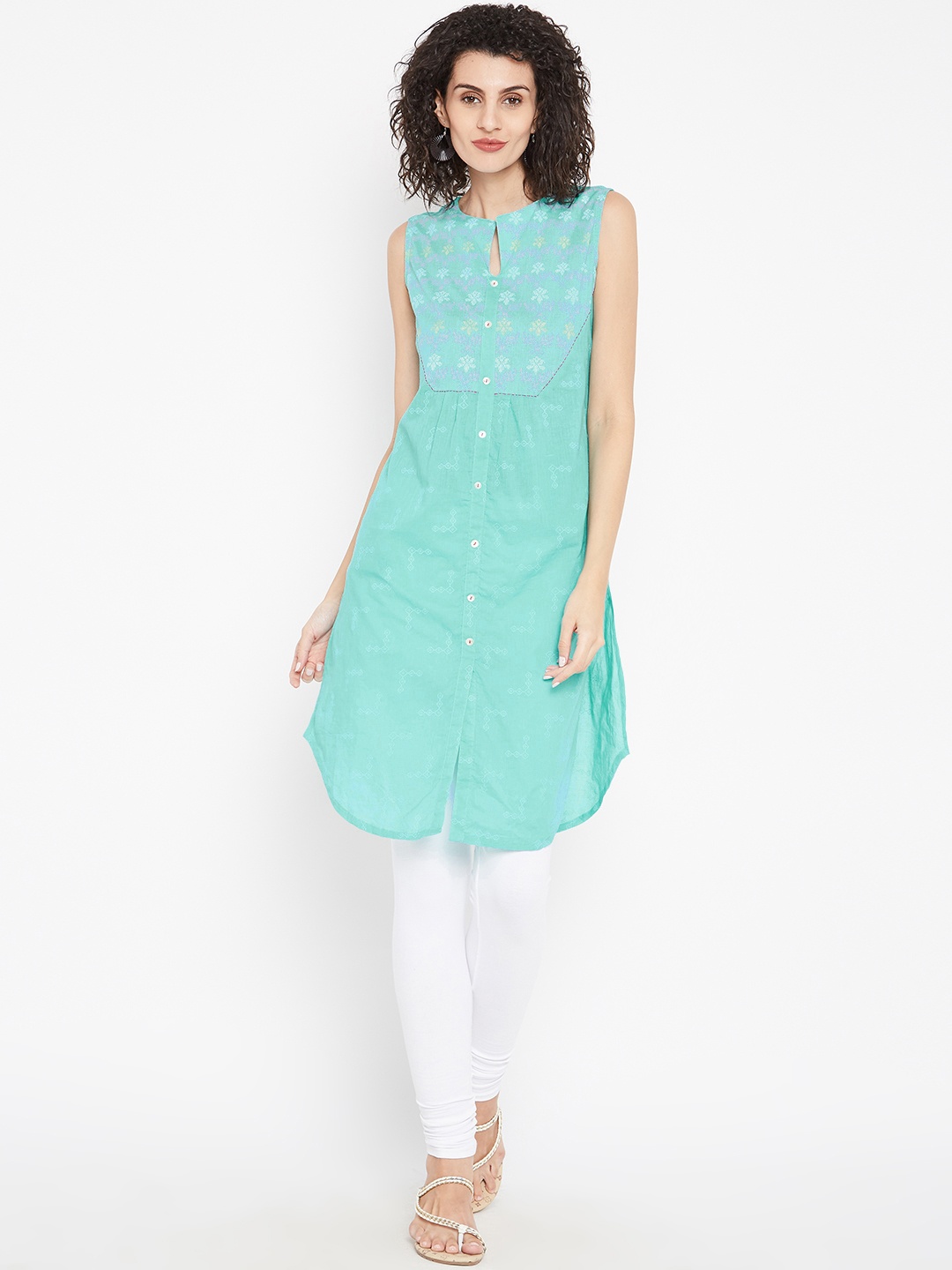 

Karigari Women Blue Printed Straight Kurta