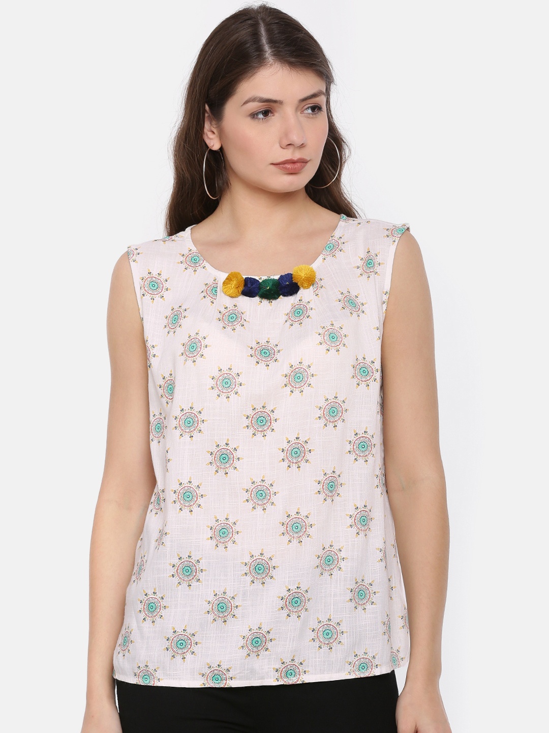 

Bronz Women White Printed Top