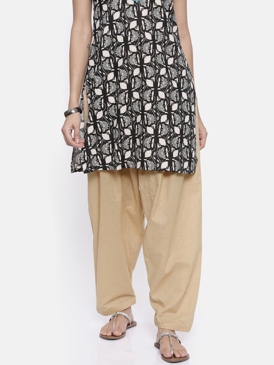 

Karigari Women Cotton Beige Solid Salwar