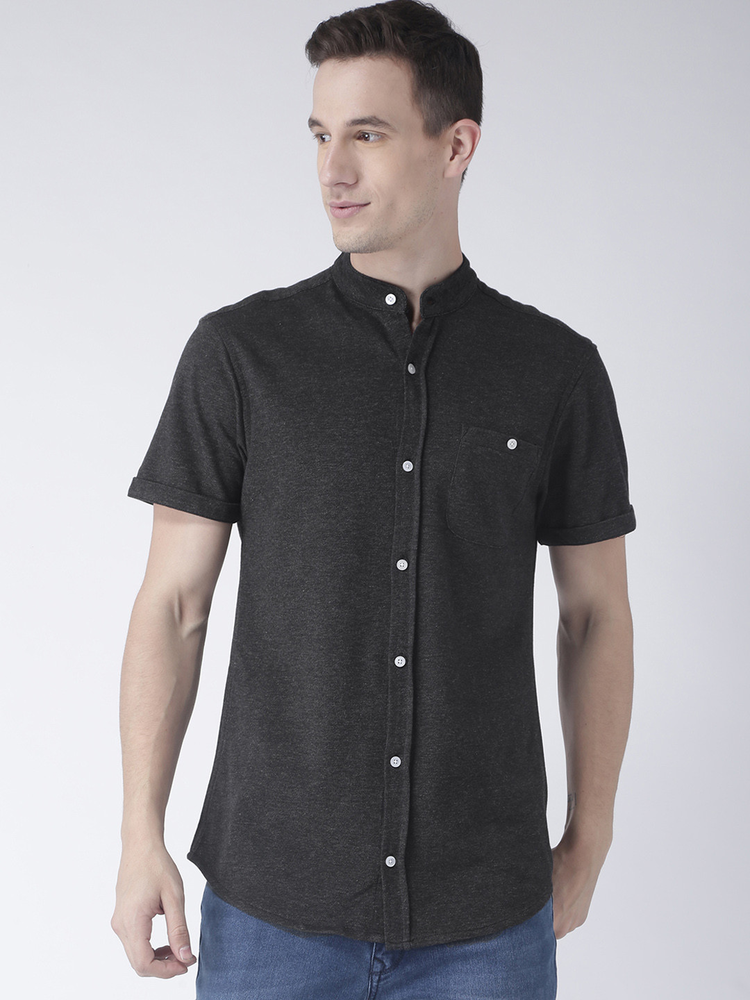 

Club York Men Charcoal Regular Fit Solid Casual Shirt