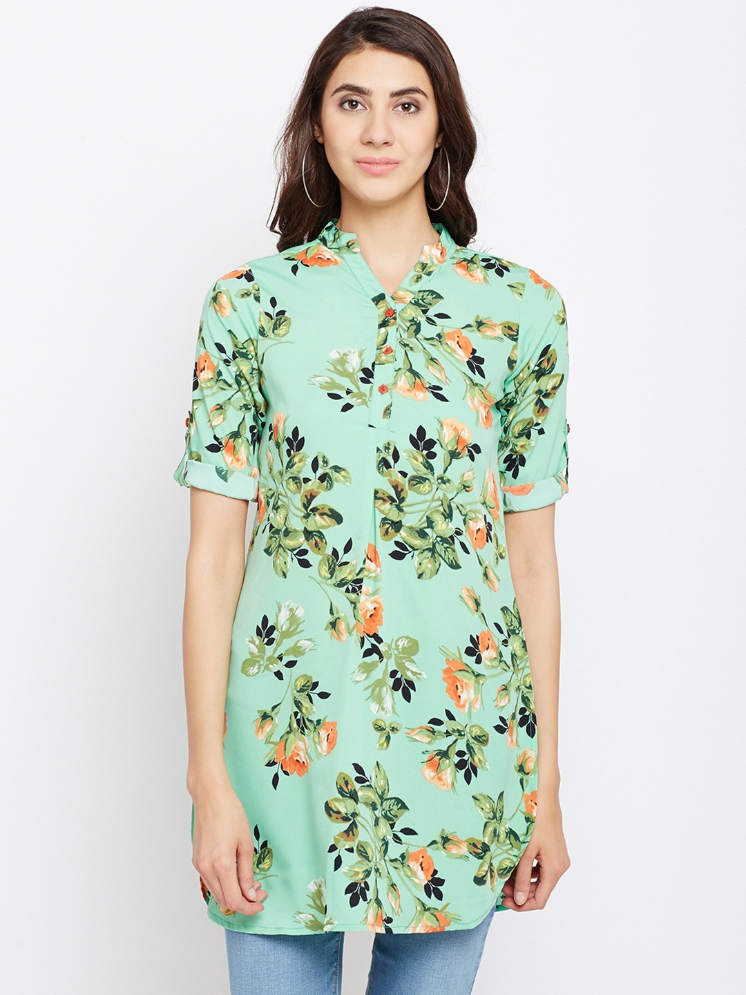 

Ruhaans Green Printed Tunic