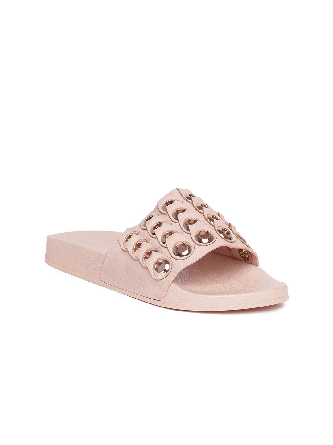 

Carlton London Women Peach-Coloured Embellished Open Toe Flats