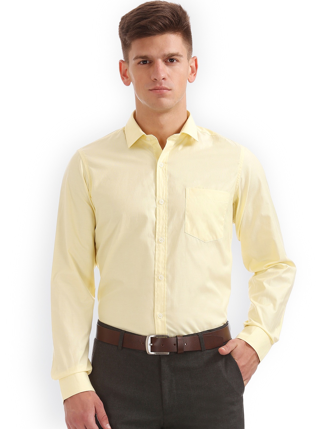 

Excalibur Men Yellow Slim Fit Solid Formal Shirt