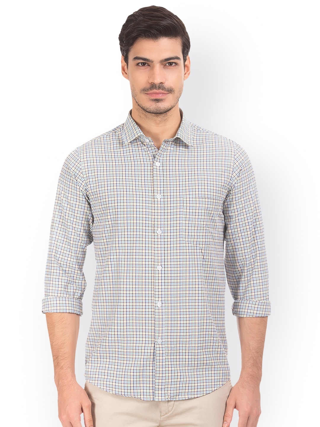 

Excalibur Men Yellow & Blue Slim Fit Checked Casual Shirt
