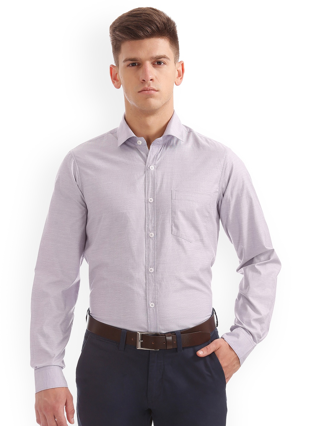 

Excalibur Men Lavender Slim Fit Solid Formal Shirt