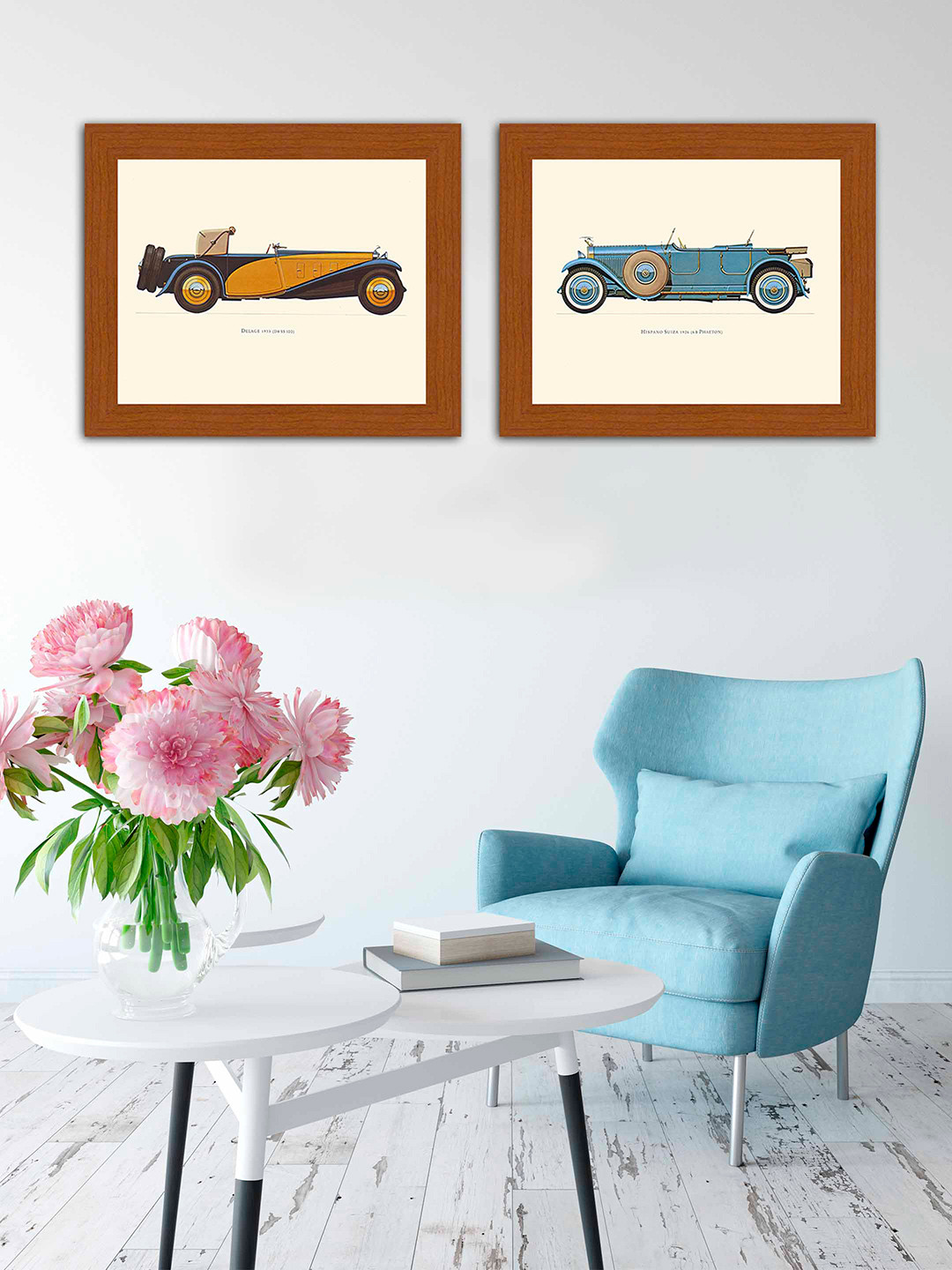 

Wall Art Brown & Black Set of 2 Vintage Car Wall Decor Art