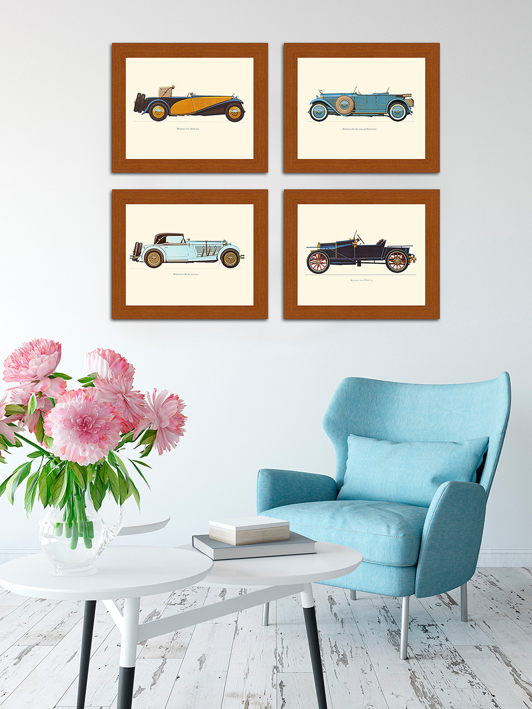 

Wall Art Brown & Black Set of 4 Vintage Car Wall Decor Art