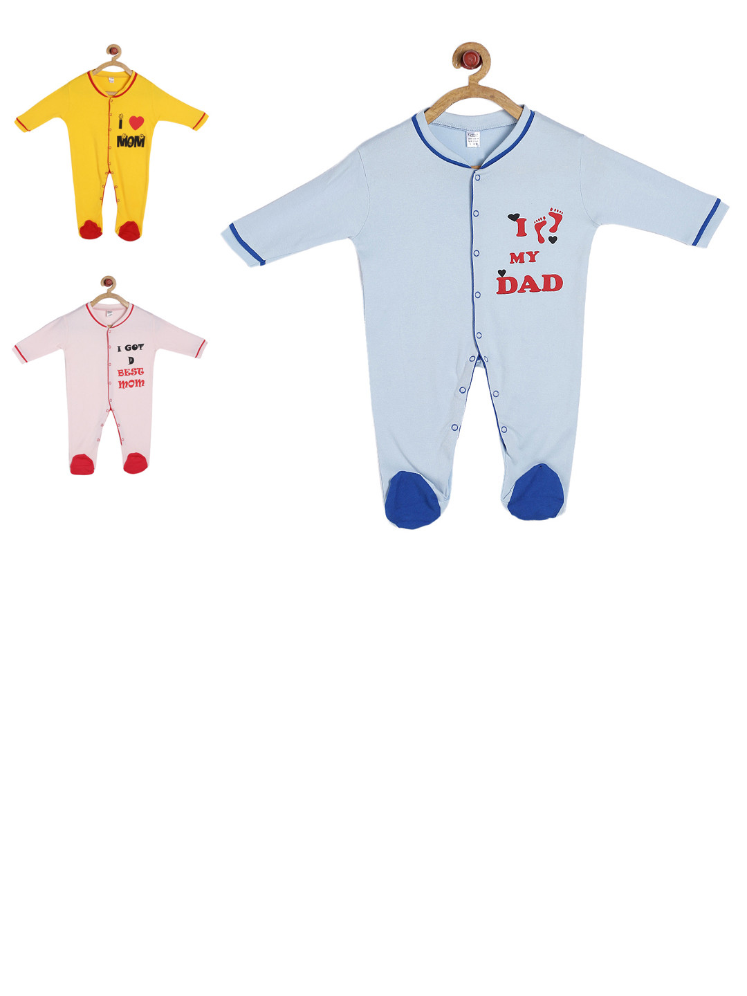 

GKIDZ Kids Pack of 3 Printed Sleepsuit, Pink