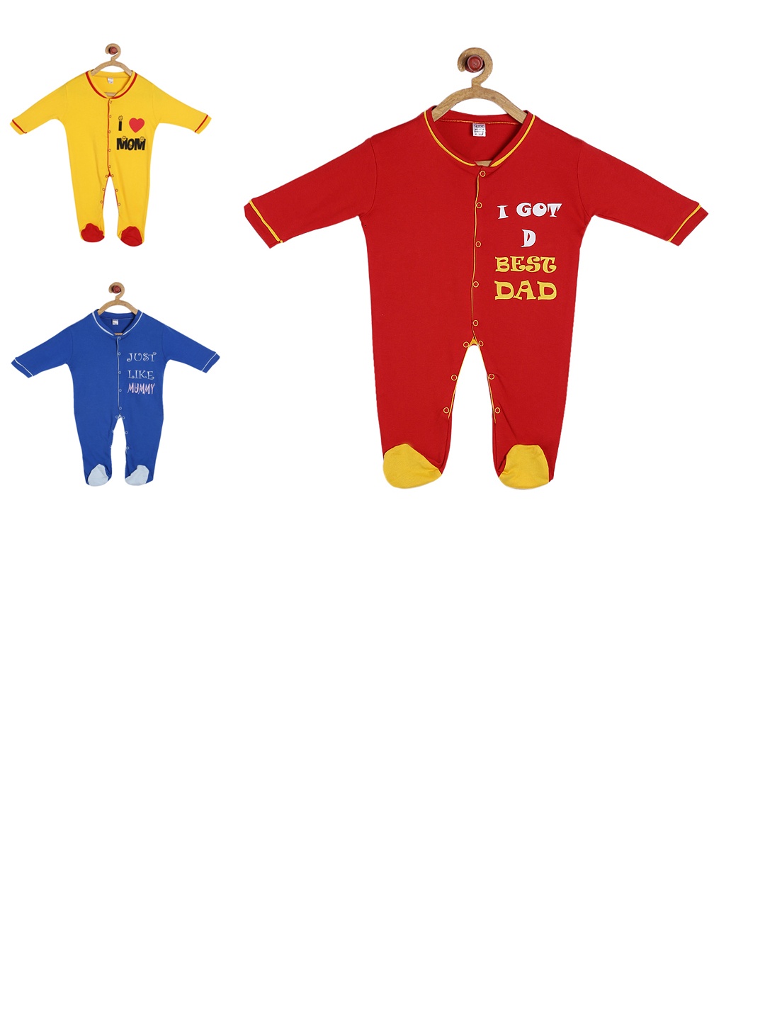 

GKIDZ Kids Pack of 3 Printed Sleepsuit, Red