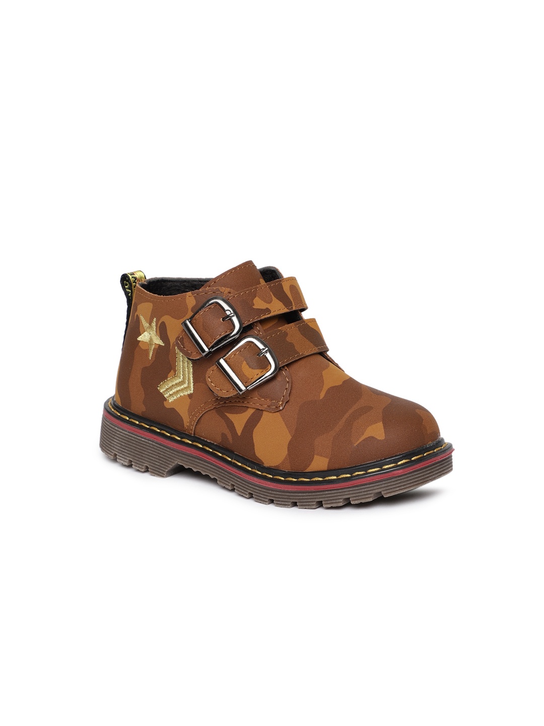 

Kittens Boys Brown & Yellow Printed Mid-Top Sneakers