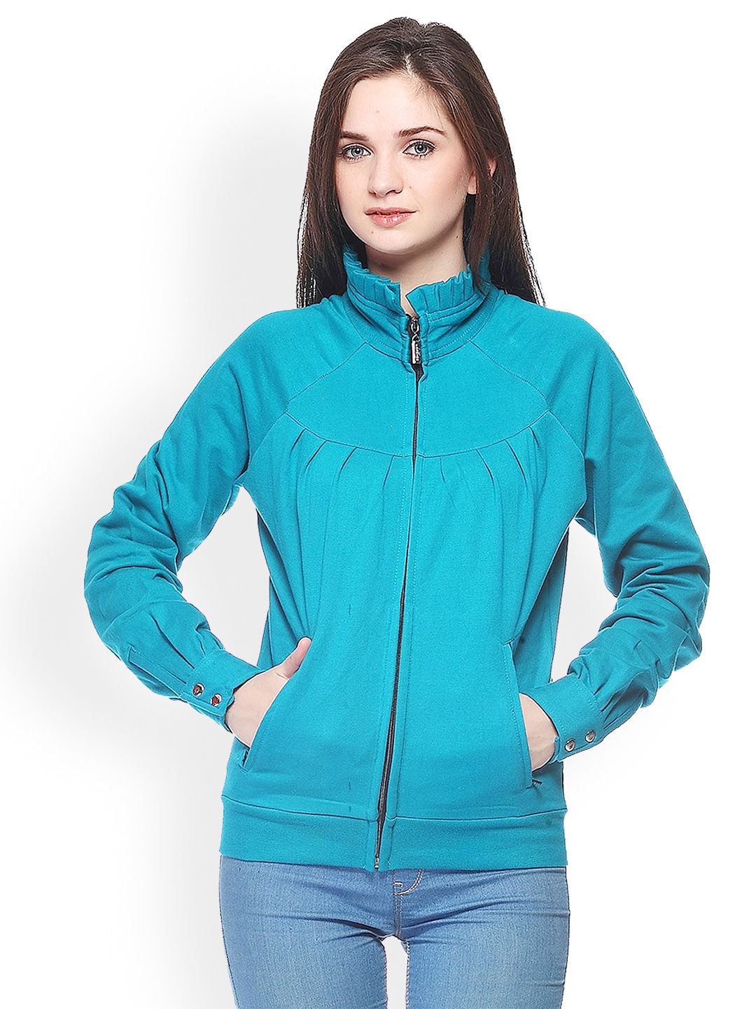 

GRITSTONES Women Turquoise Blue Jacket