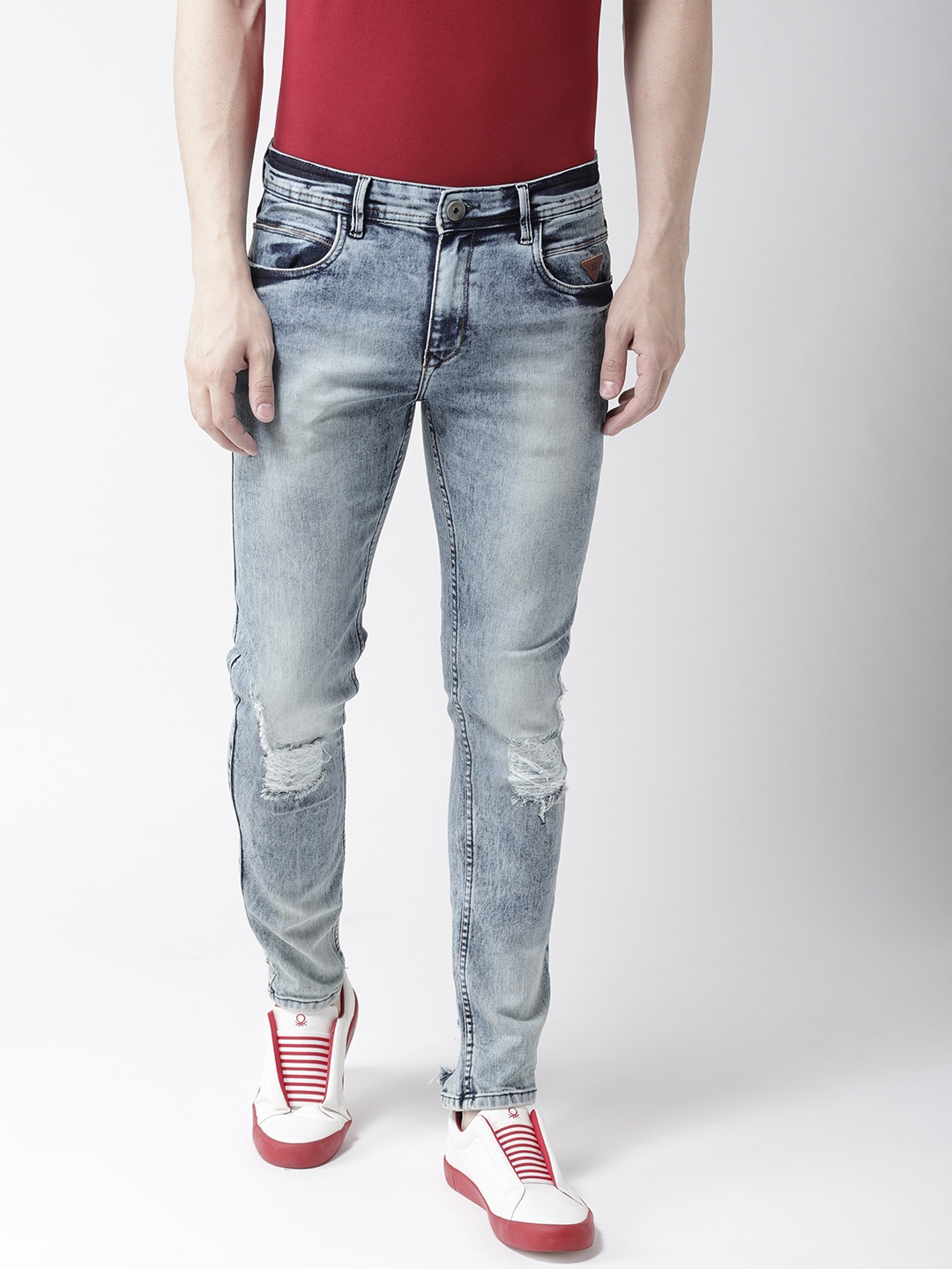 

Harvard Men Blue Skinny Fit Mid-Rise Low Distress Stretchable Jeans