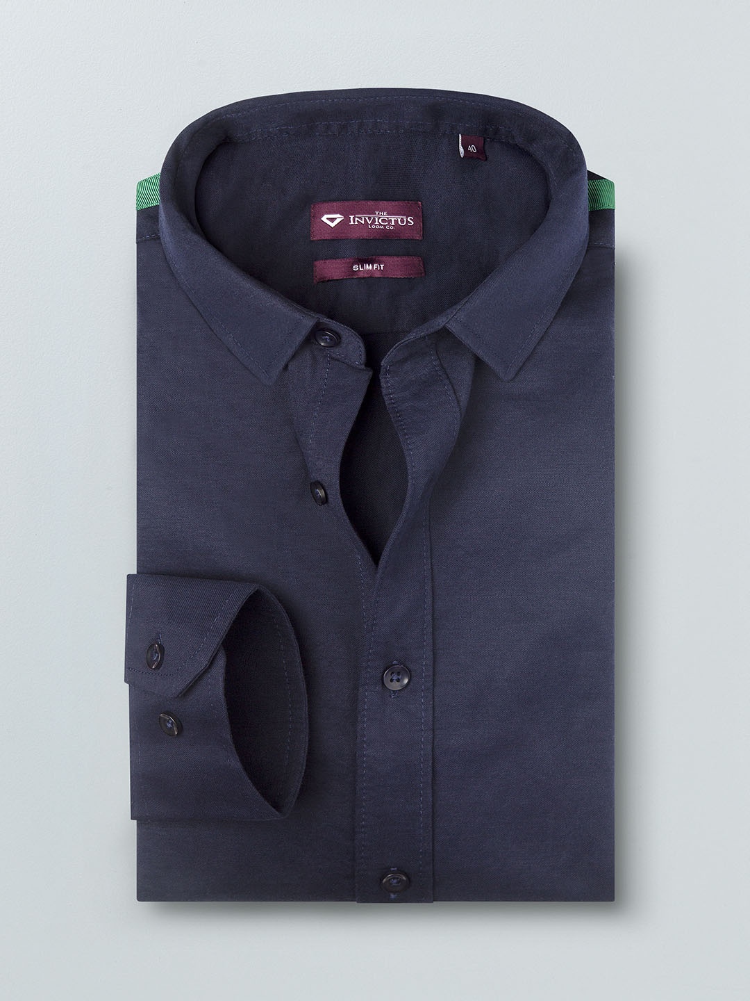 

INVICTUS Men Navy Blue Slim Fit Knitted Solid Semiformal Shirt