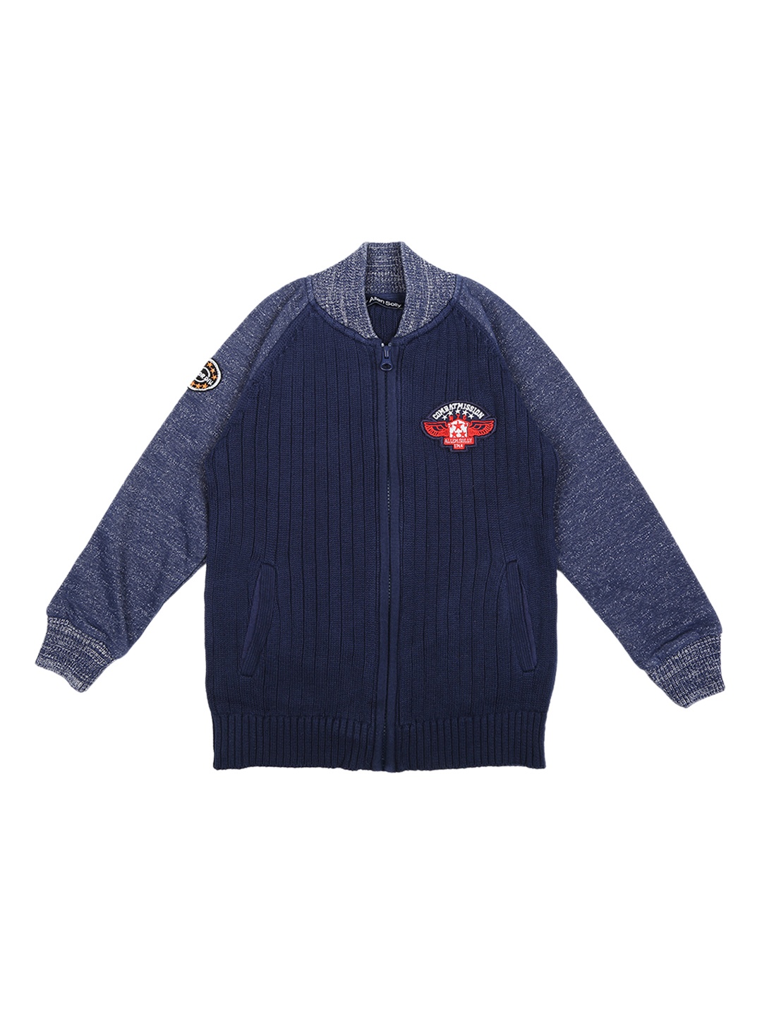 

Allen Solly Junior Boys Navy Blue Self Design Front-Open Sweater