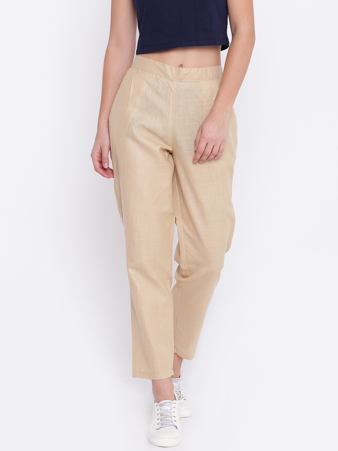 

Shakumbhari Women Beige Regular Fit Solid Regular Trousers
