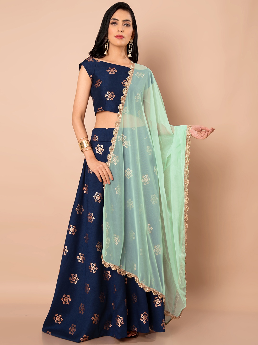 

INDYA Sea Green Solid Dupatta