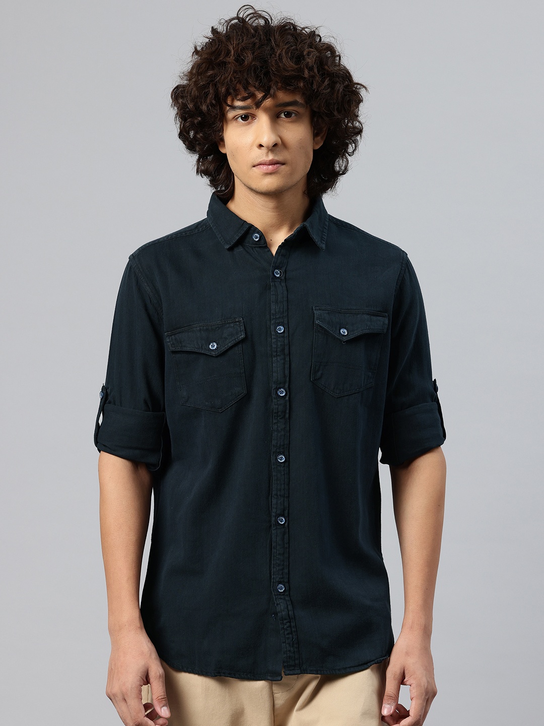 

LOCOMOTIVE Opaque Casual Denim Shirt, Navy blue