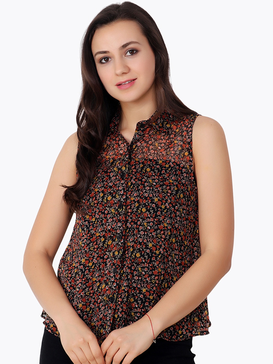 

Cation Women Black & Multicoloured Regular Fit Printed Casual Shirt
