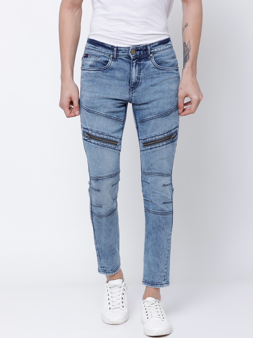 

LOCOMOTIVE Men Blue Tapered Fit Mid-Rise Clean Look Stretchable Jeans