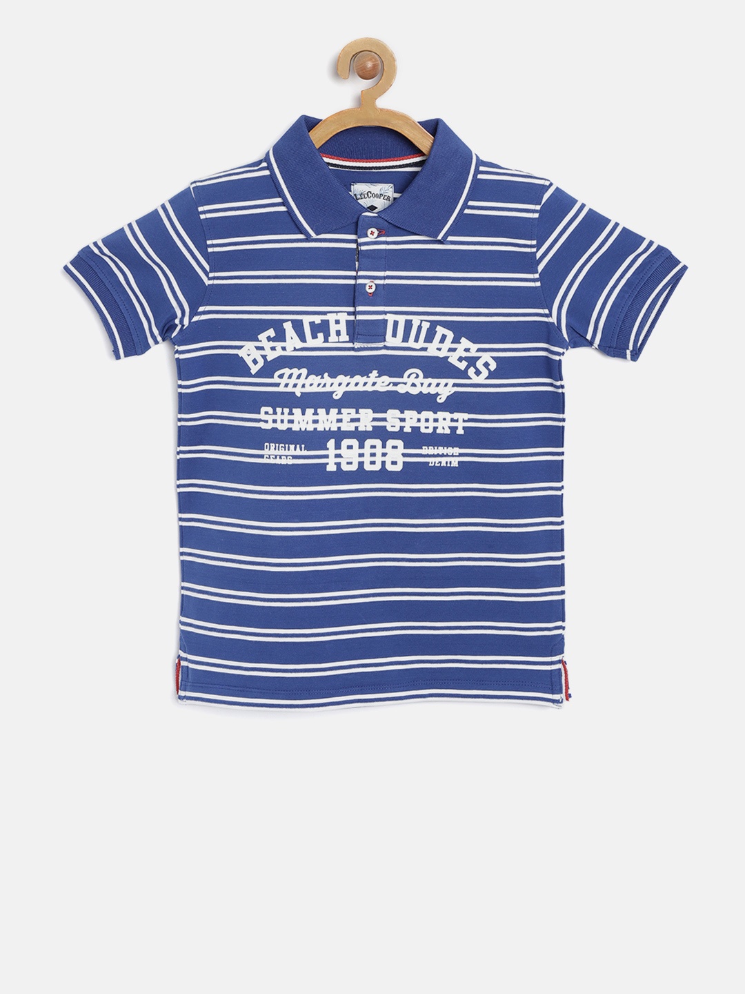 

Lee Cooper Boys Blue & White Striped Polo Collar T-shirt