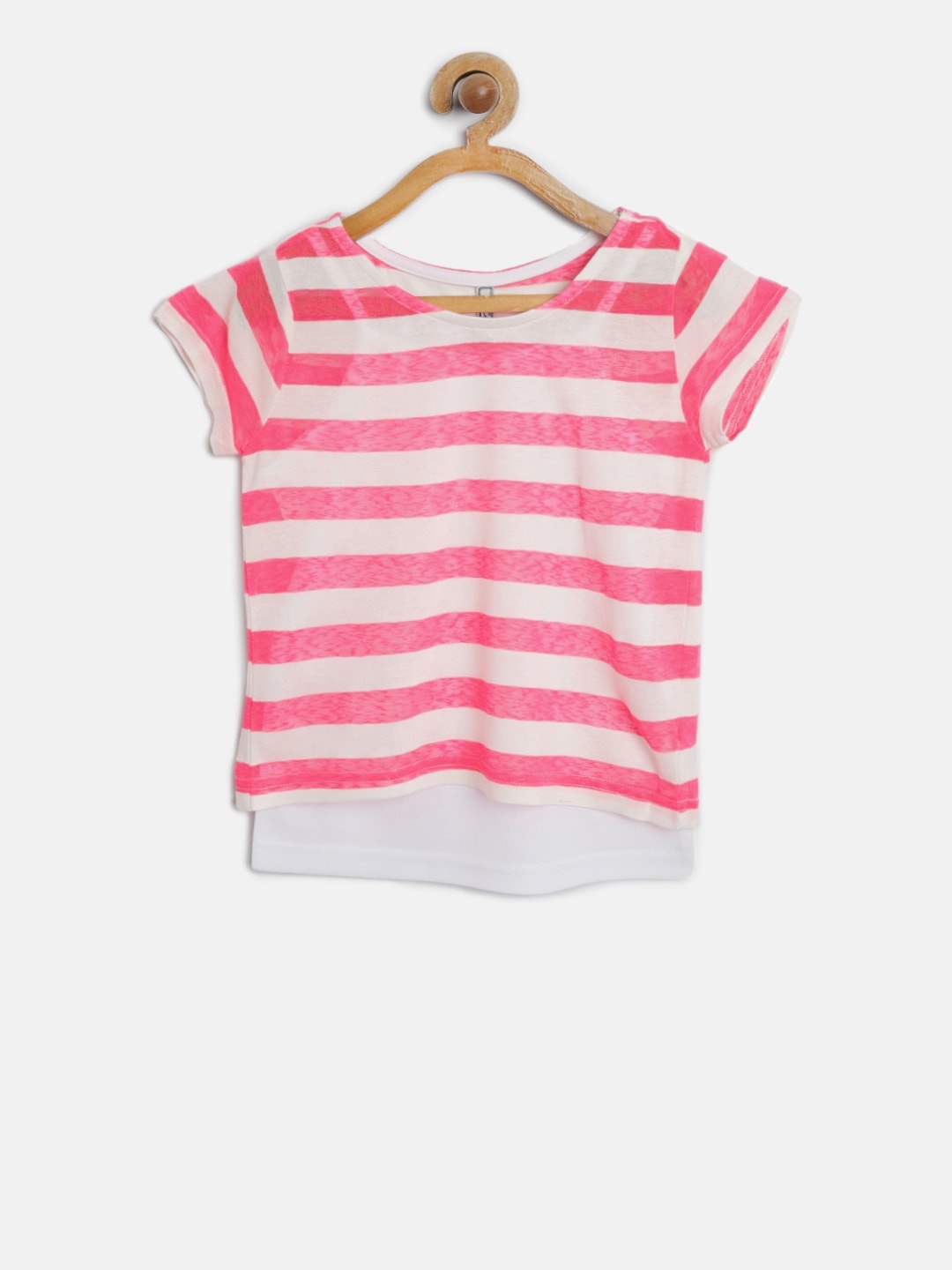 

Lee Cooper Girls Pink & White Striped Top