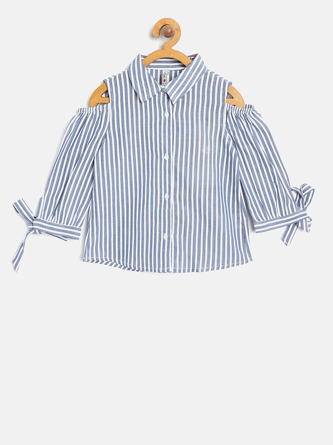

Lee Cooper Girls Blue & White Striped Casual Shirt