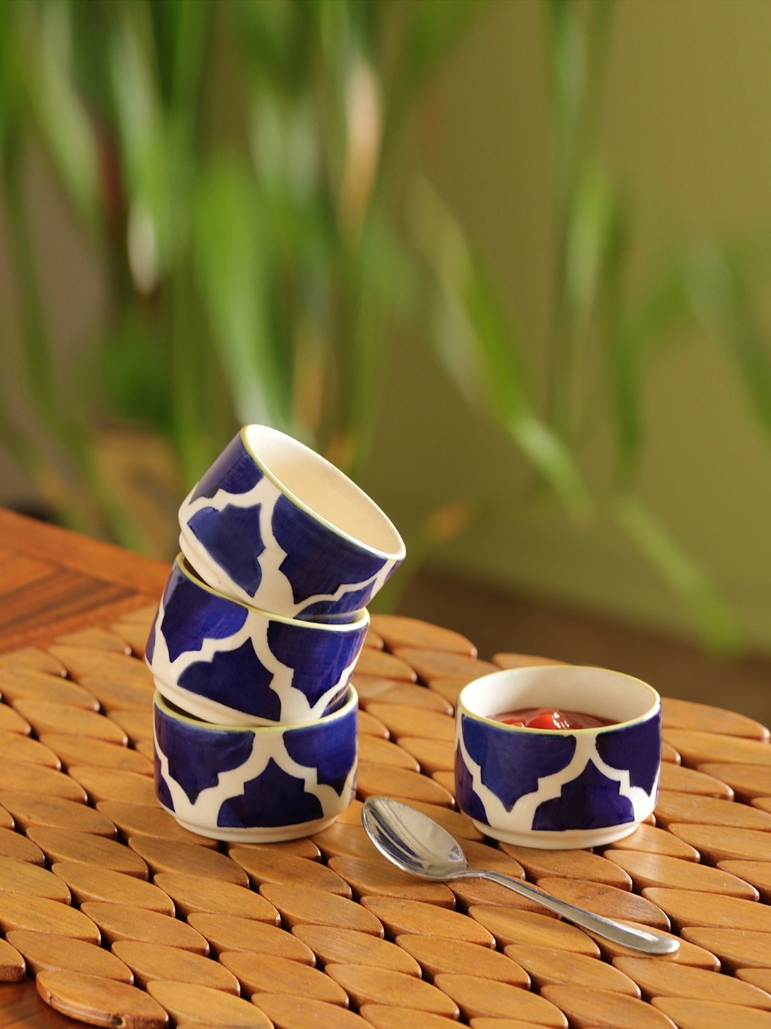 

ExclusiveLane Set Of 4 Four Dips of Morocco Chutney Pickle Bowls, White