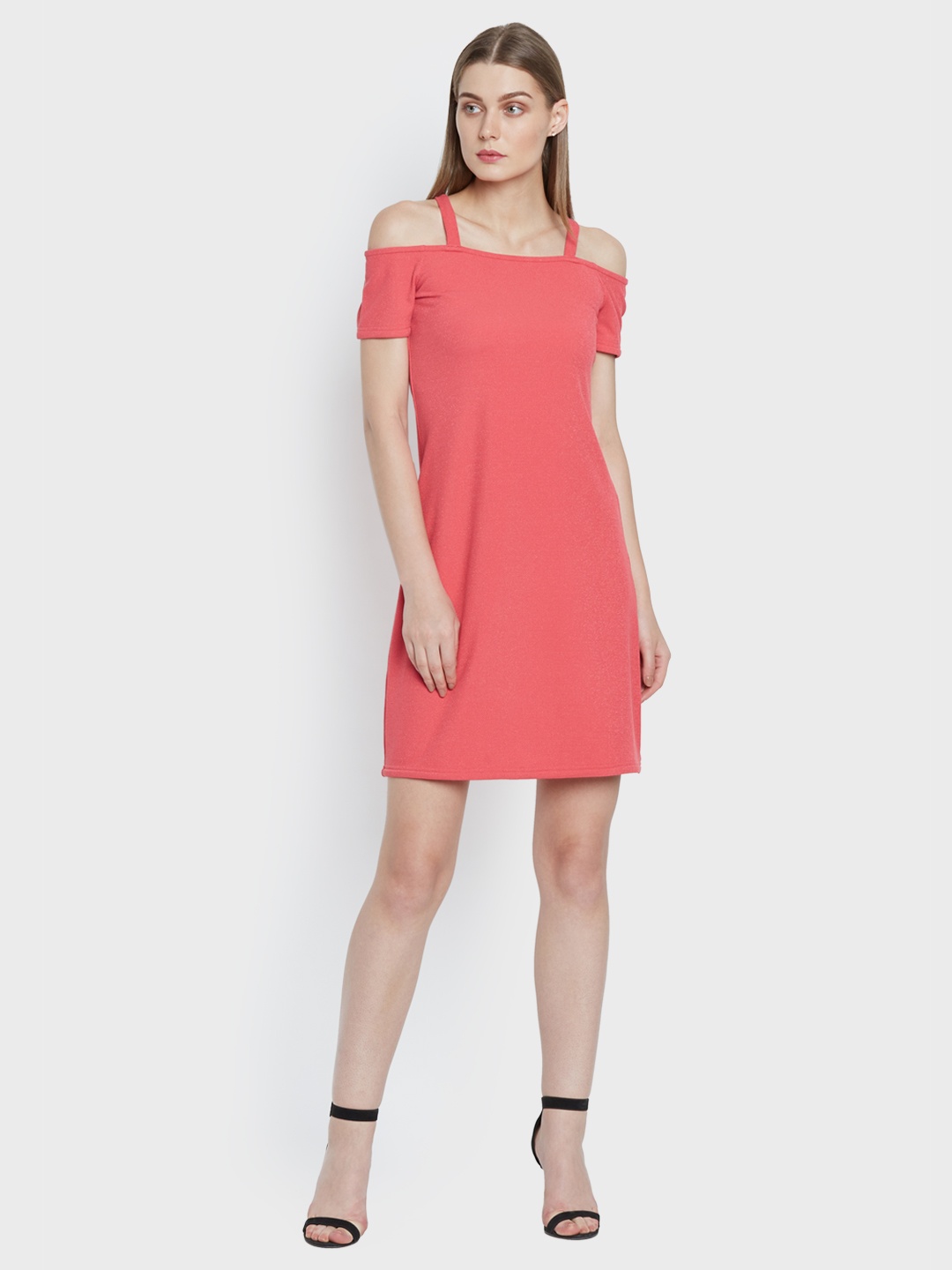 

AND Women Coral Solid A-Line Dress