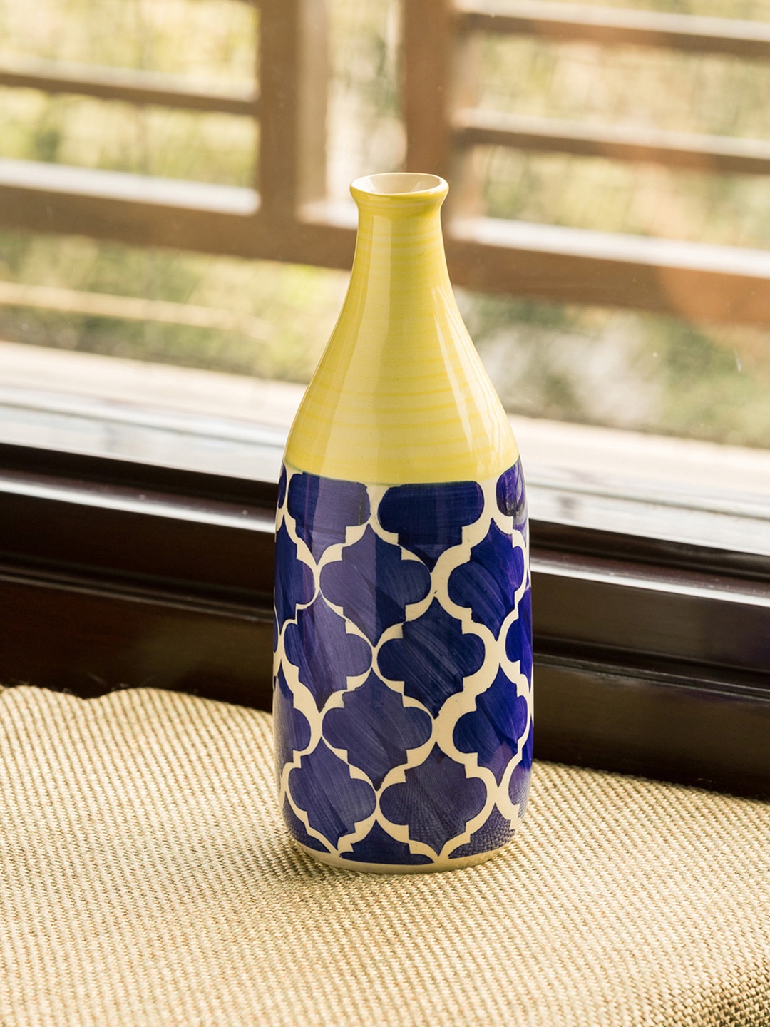 

ExclusiveLane Blue & Yellow Handpainted Ceramic Vase
