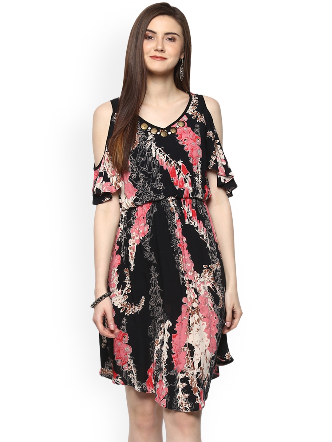 

Taurus Women Black Printed Blouson Dress