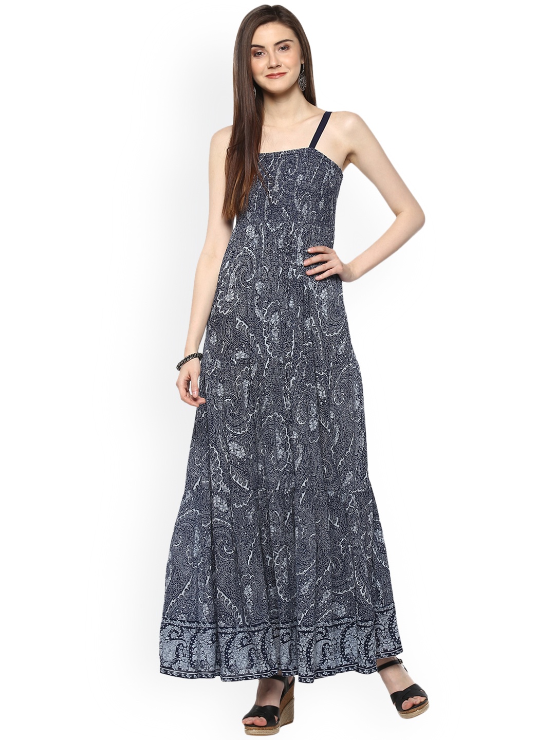 

Taurus Women Blue Printed Maxi Dress