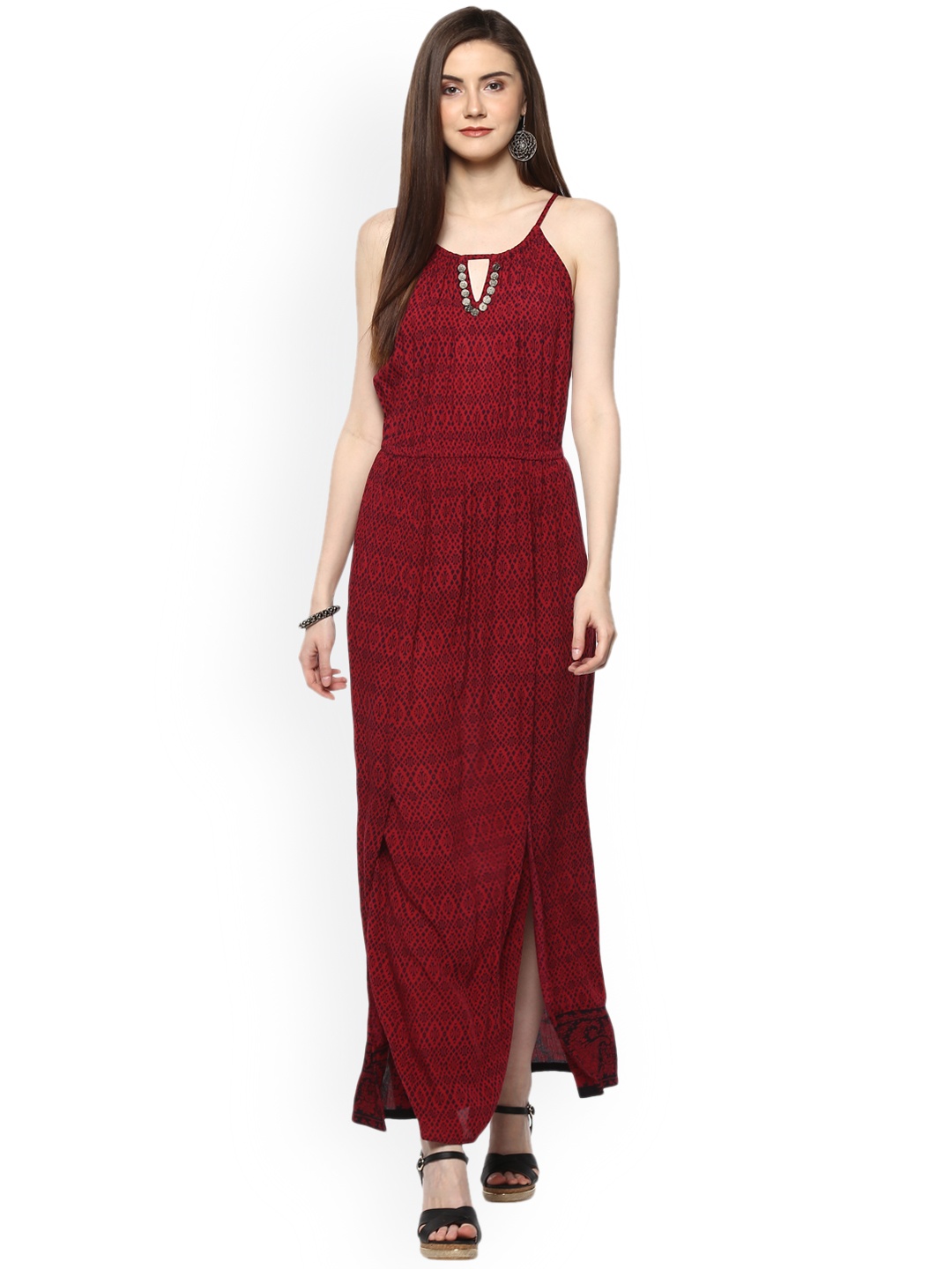 

Taurus Women Red Printed Maxi Dress