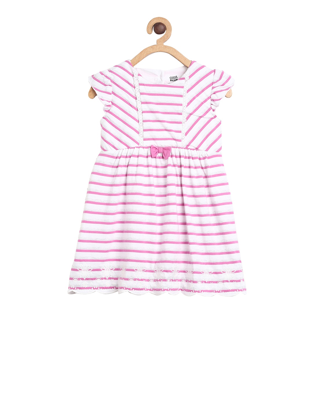 

MINI KLUB Girls Pink Striped Fit and Flare Dress