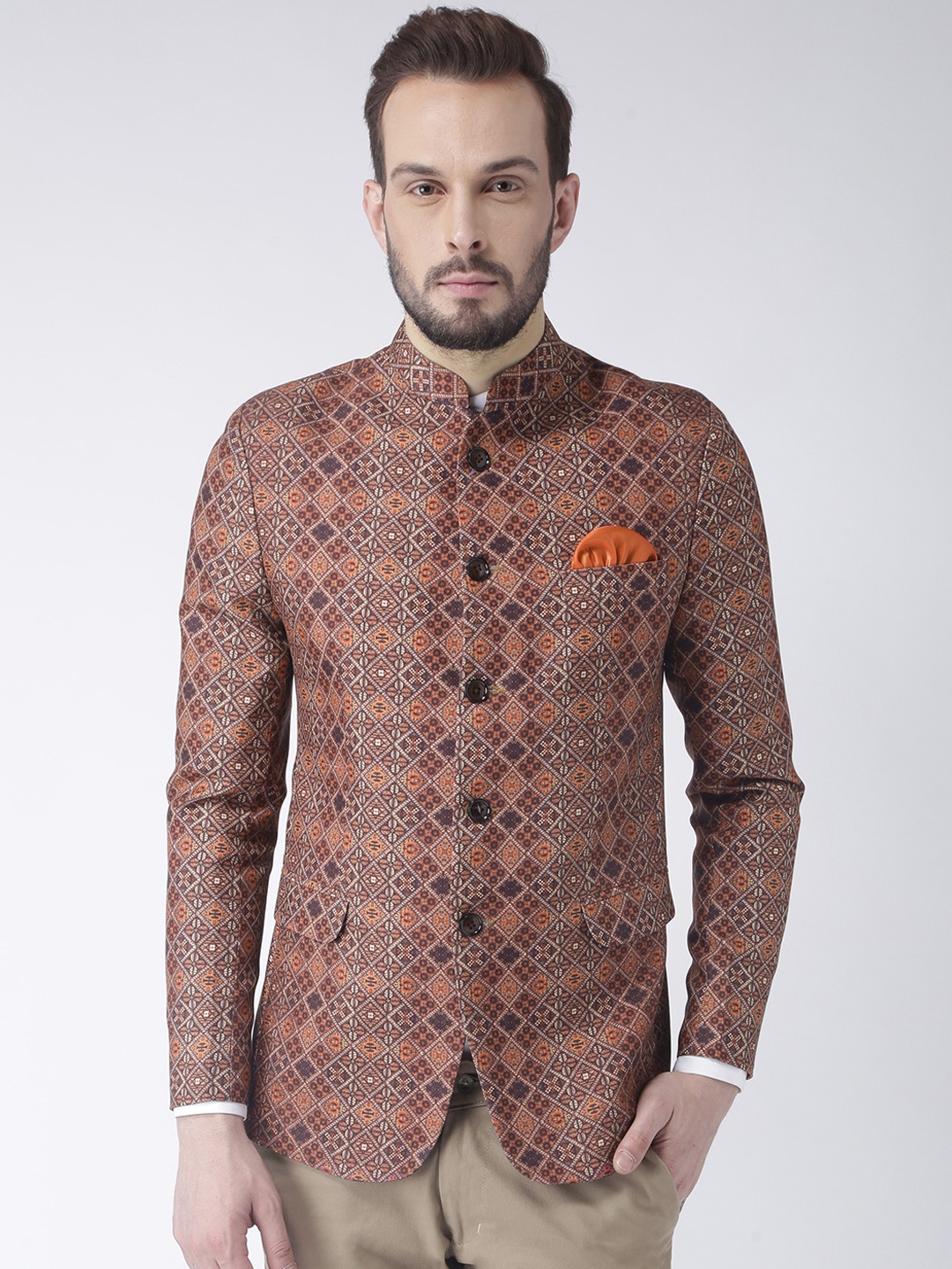 Hangup Men Multicoloured Printed Slim Fit Blazer, Multi