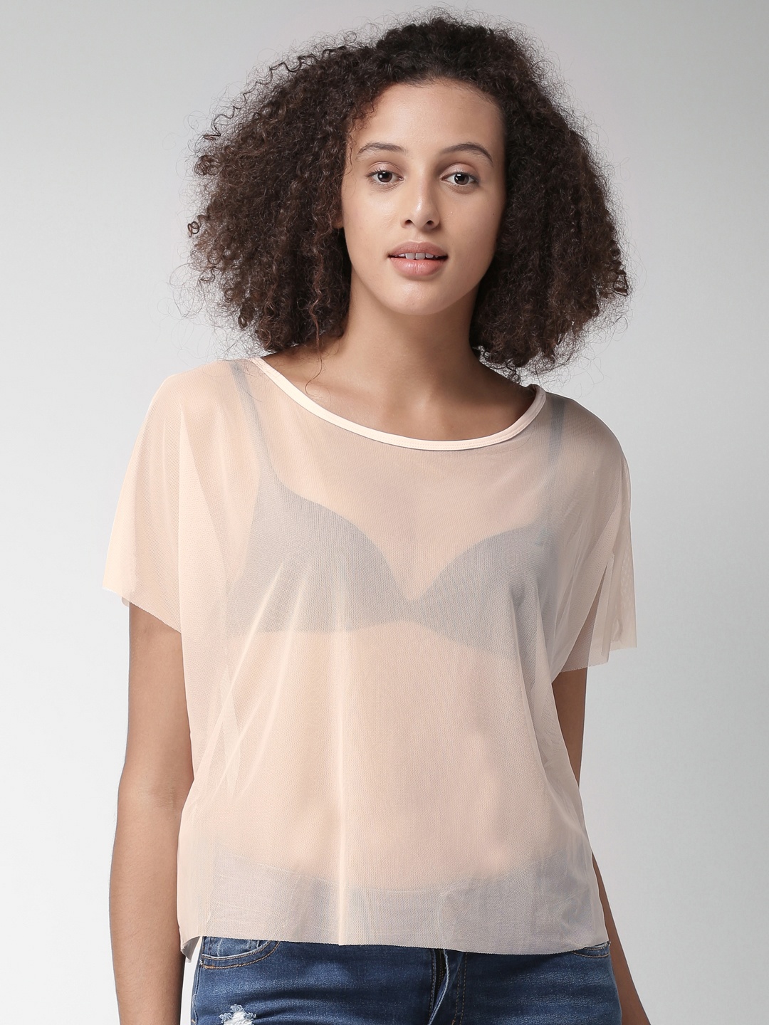 

FOREVER 21 Women Peach-Coloured Solid Top