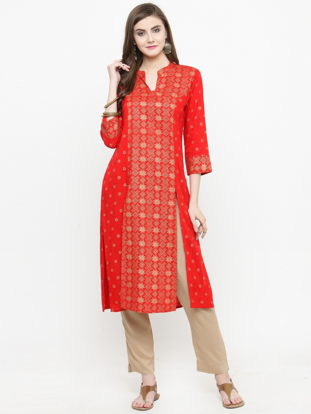 

Varanga Women Rust Printed Kurta with Trousers