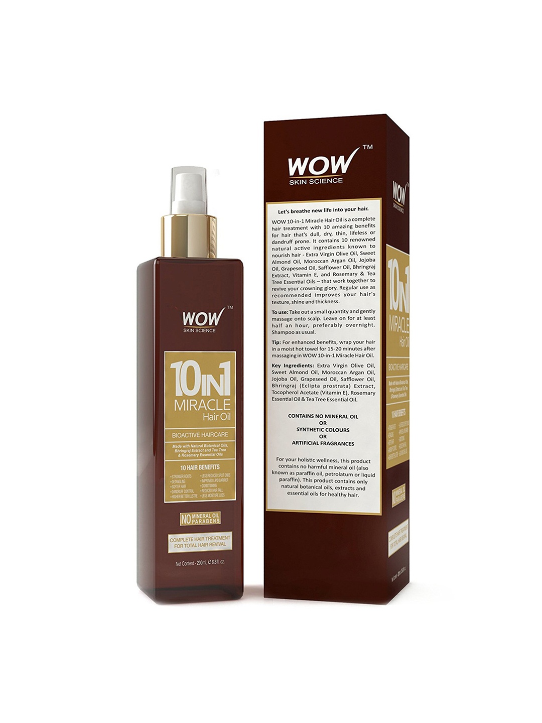 

WOW SKIN SCIENCE 10-in-1 Miracle Hair Oil 200 ml, Brown