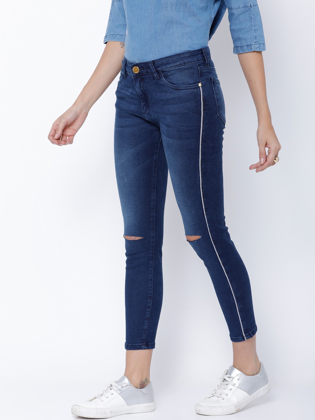 

Tokyo Talkies Women Blue Super Skinny Fit Mid-Rise Ankle Length Stretchable Jeans