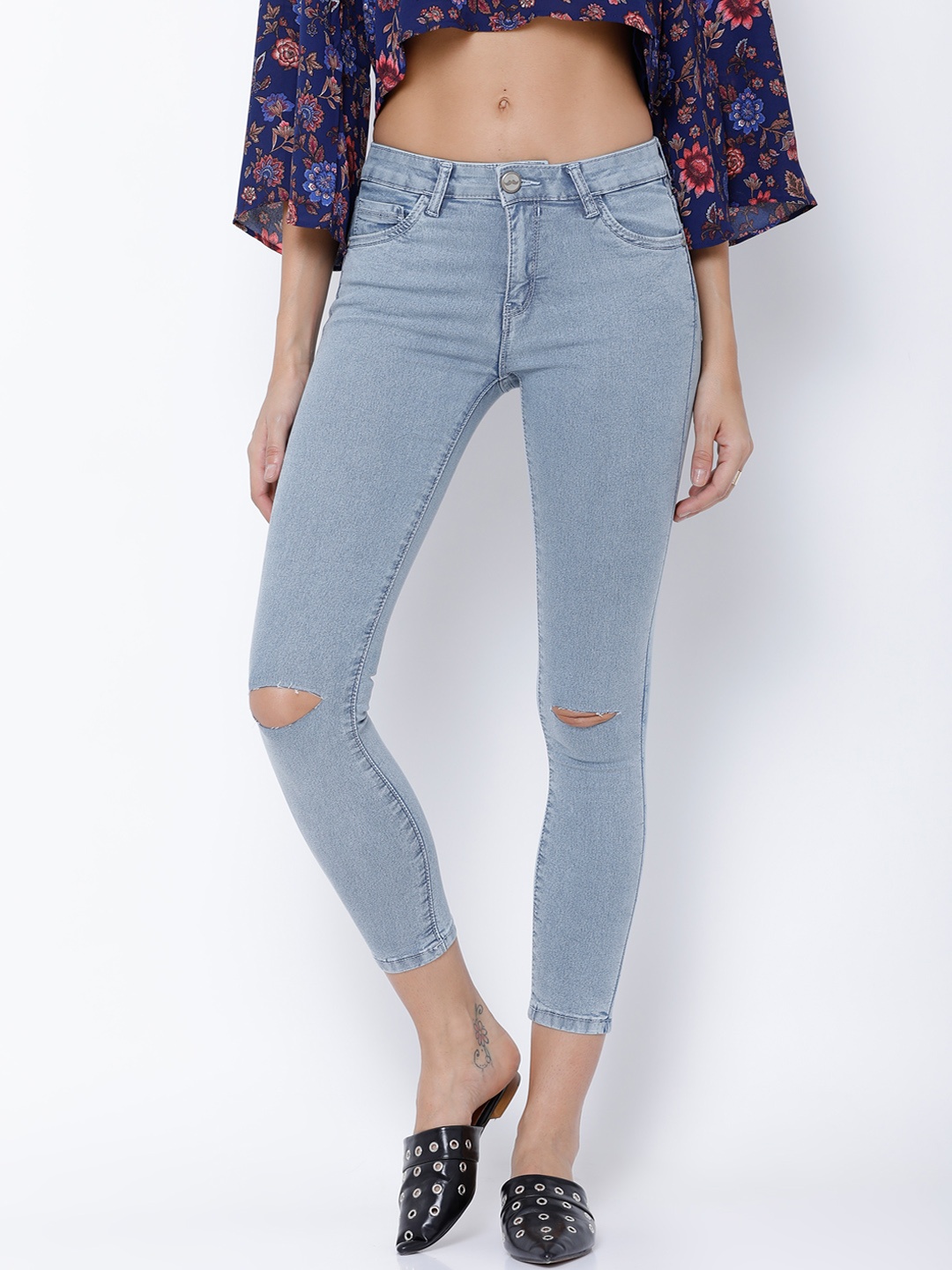 

Tokyo Talkies Women Blue Super Skinny Fit Mid-Rise Ankle Length Stretchable Jeans